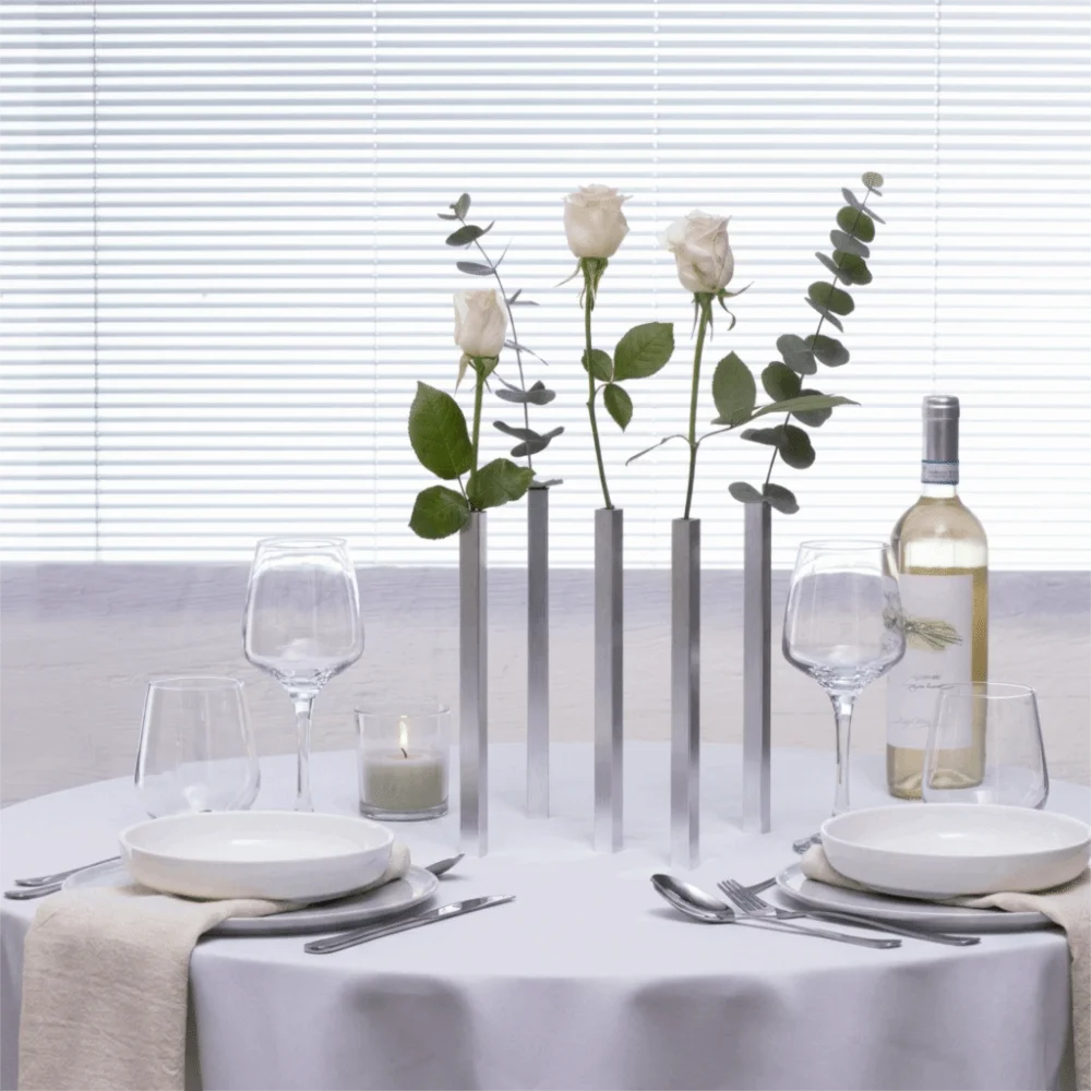 Minimalist Geometric Vase Unique Nordic Light Luxury Vase Stainless Steel Flower Holder Flower-Wrapping Vases Table Centerpiece