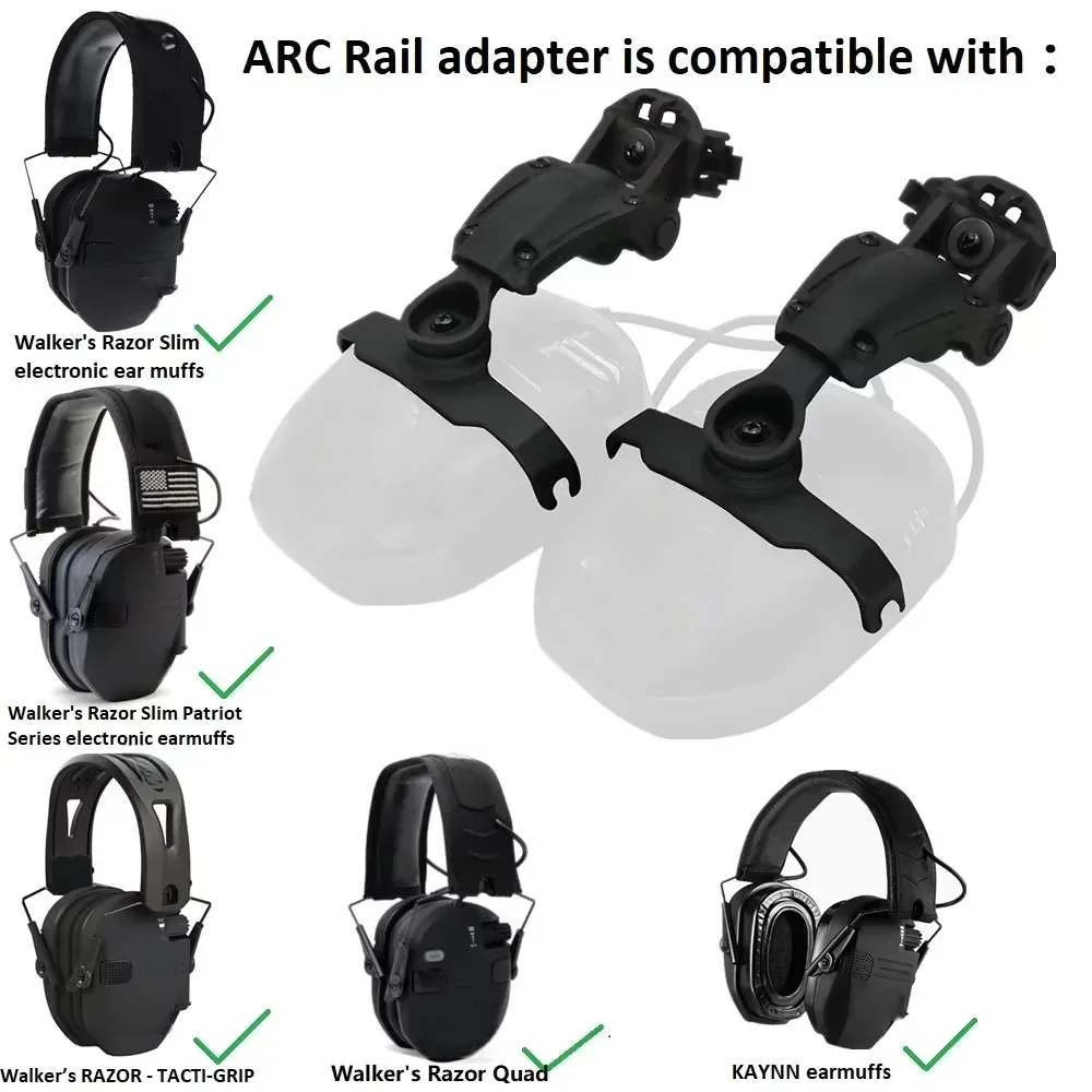 Tactical Headset Helmet Wendy Bracket ARC Rail Adapter for Walker's Razor Slim Electronic Hearing Protection Shooting Headset
