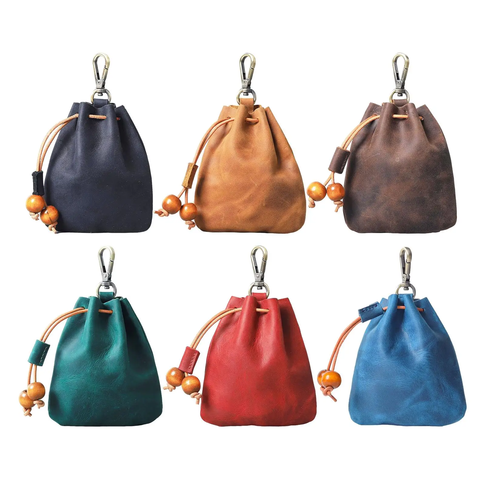 Portable PU Leather Drawstring Purse Bag Waist Small Pouch Cellphone Case