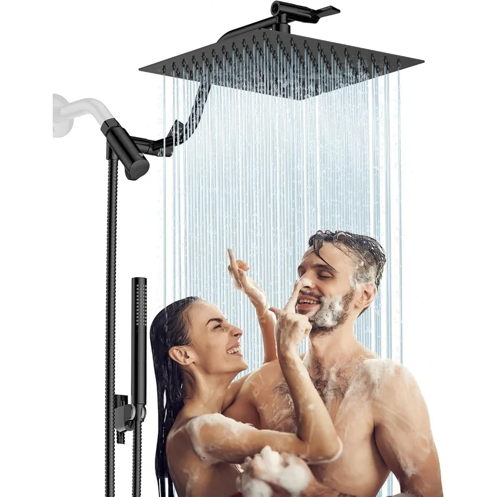 

10 All Metal Rainfall Shower Head Combo with Handheld Spray, High Pressure Showerhead Combination, Adjustable Dual Shower