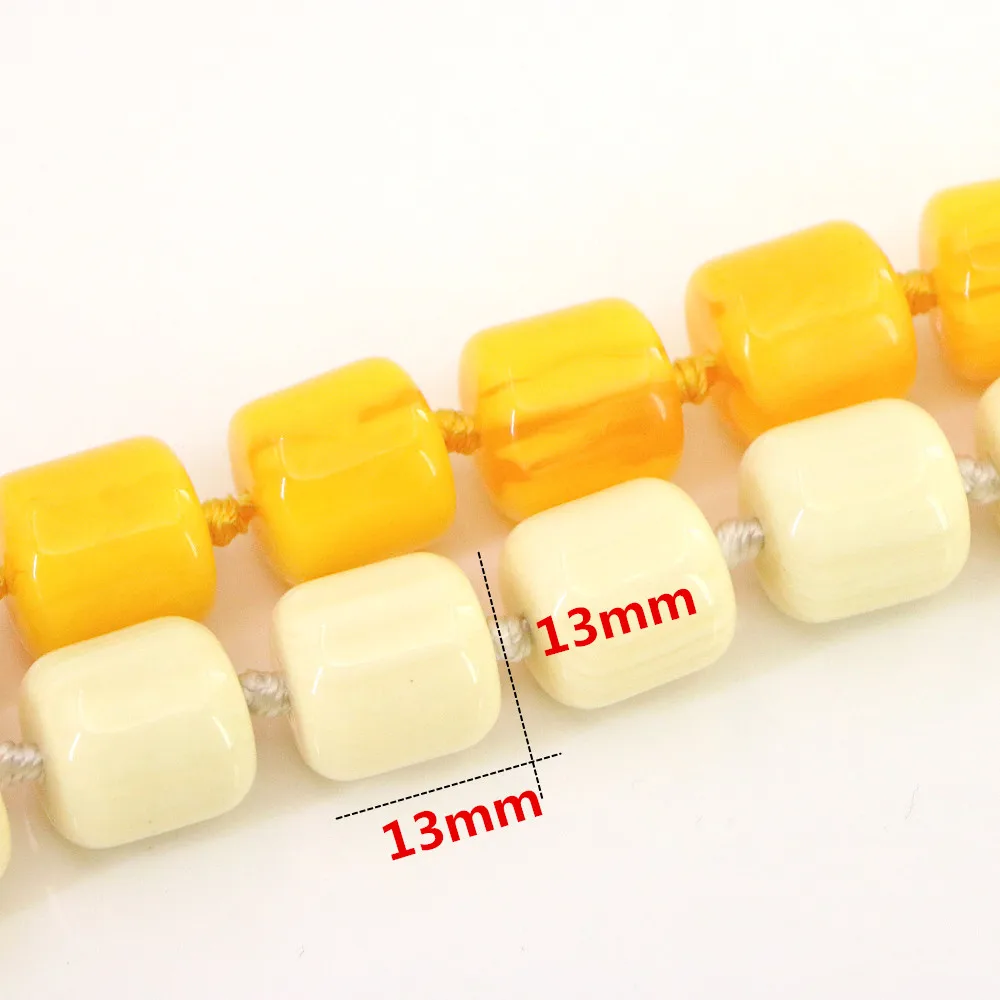 Cylinder Resin Beeswax Ivory Gems 13x13mm Imitation Amber Slice Beads Long Necklace Women in Choker Necklaces in Jewelry Charm