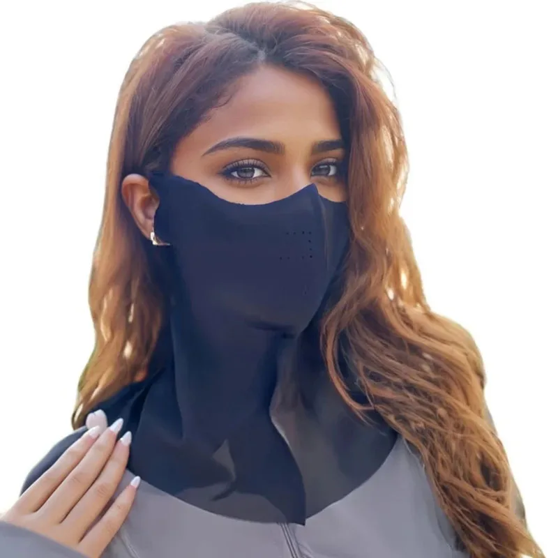 

Summer driving cycling sunscreen Women's neck protection UV resistant mask Long style eye Ice silk breathable mask