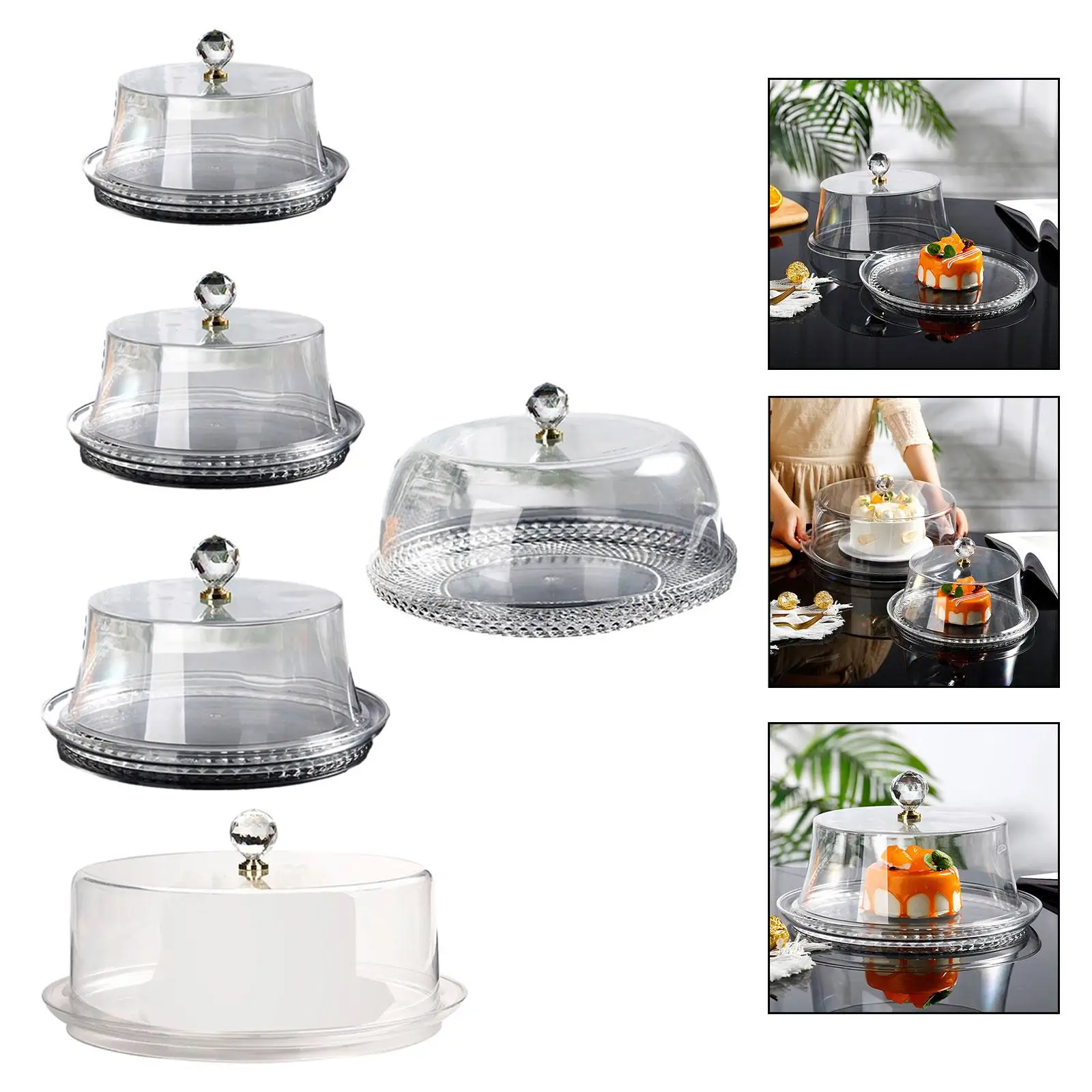 Acrylic Cake Stand with Dome Lid Cake Holder for Kitchen Festive Party Decor