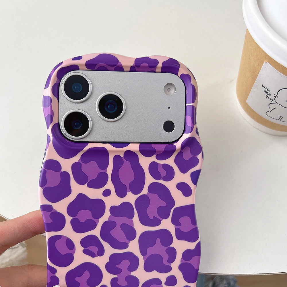 Modische 2-in-1-Handyhülle mit Leopardenmuster für iPhone 13 14 15 16 17 18 Pro Max, Wellenkanten, angenehme Haptik, harte, schlanke Hülle – Detail 10