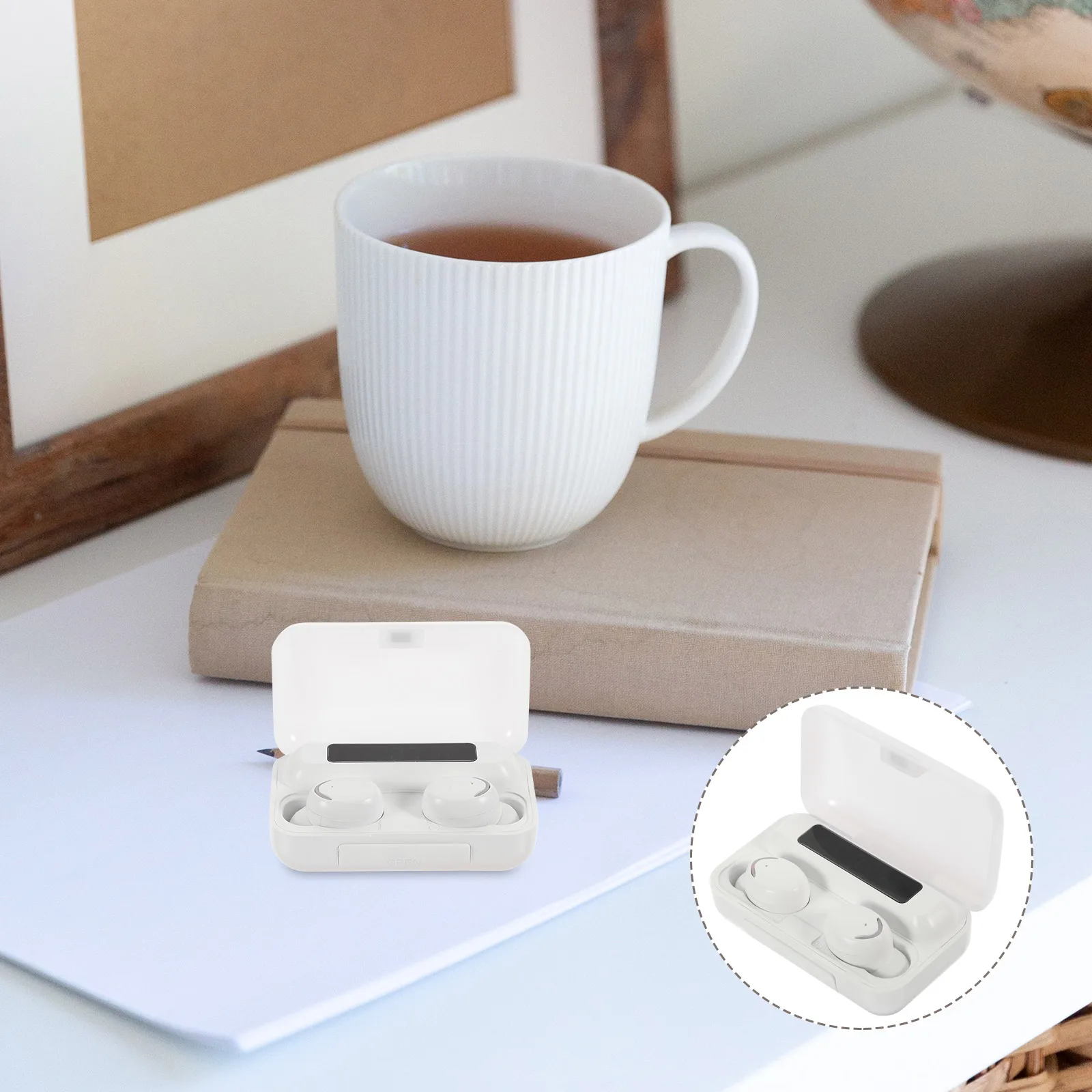

Earphones Wireless In ear Headset White Sports Earbuds Charging Case Ergonomic Design Gaming Running Compatible Smart