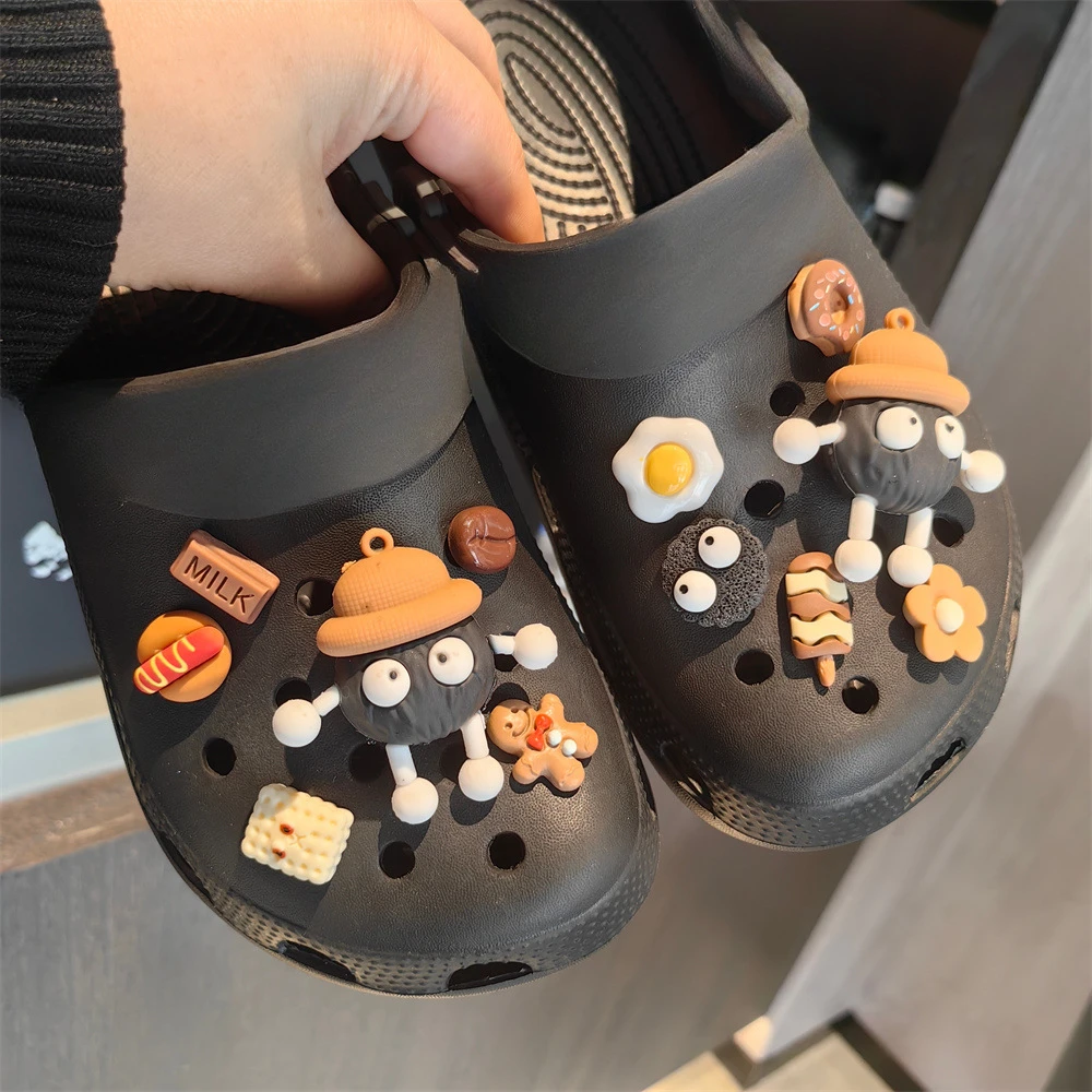 Shoe Charm DIY 3D Black and White Cartoon Animal Shoe Decorations Accessories Charms for Clogs Bogg Bag Slides Sandals