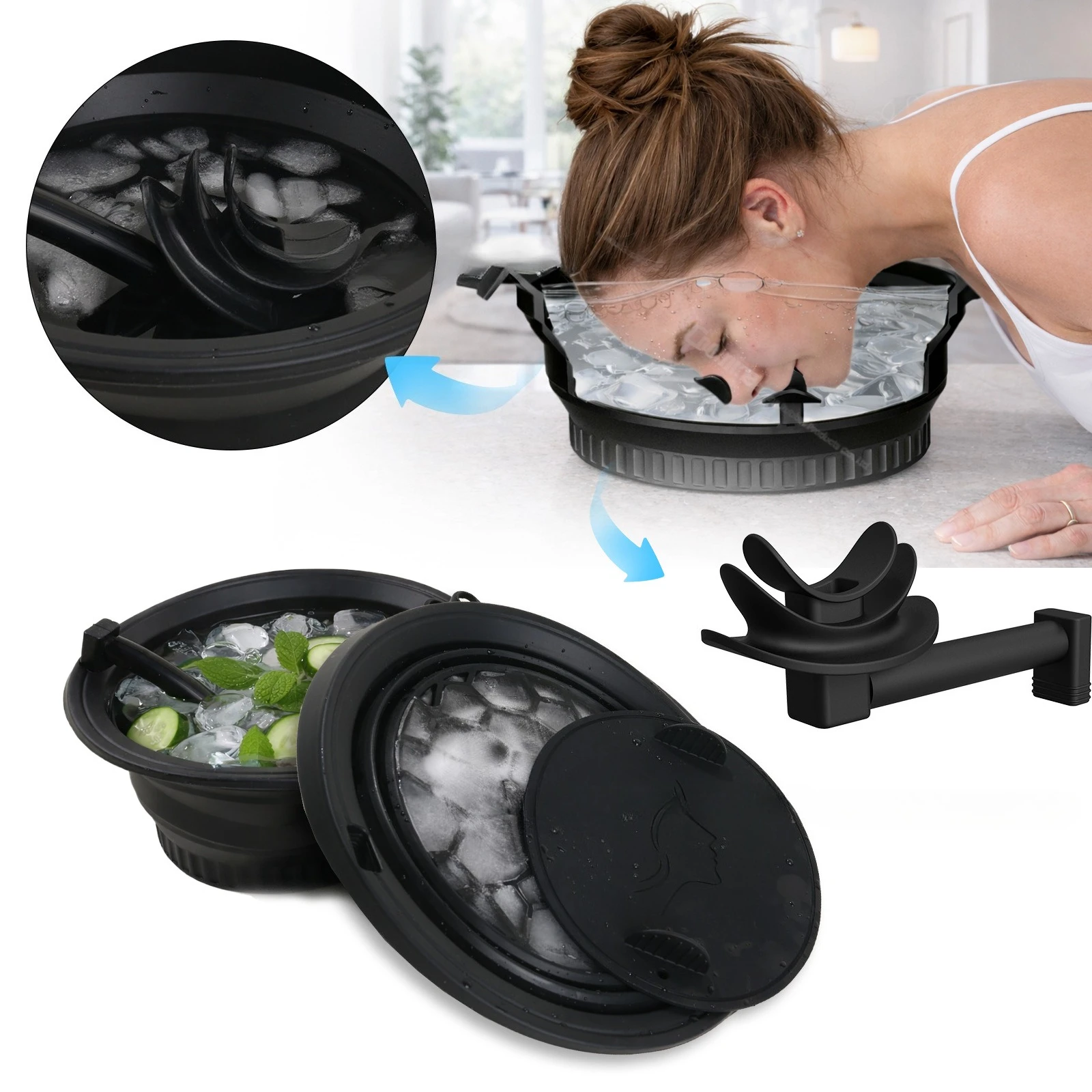Portable Foldable Facial Wash Basin Collapsible Face Tub for Skincare Ice Compress Travel Household Use