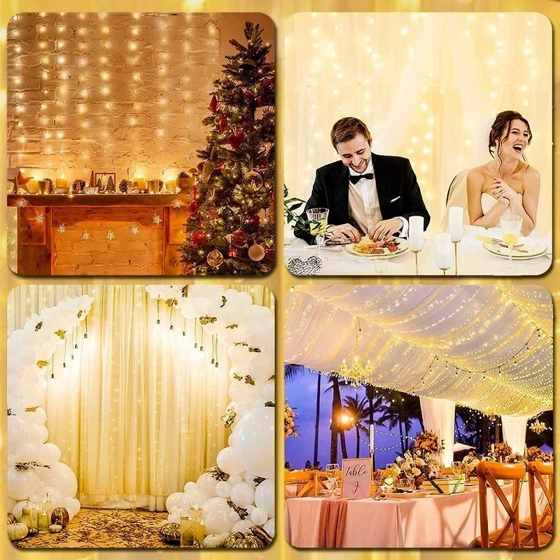 6x3M LED Curtain Icicle String Lights Christmas Fairy Lights Garland Outdoor Home for Wedding/Party/Garden Decoration 3M