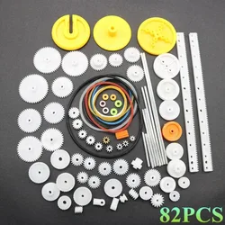 82 pz/set kit di pacchetti in plastica assortimento di ingranaggi fai da te set di accessori per robot per auto a motore giocattolo boccole per cintura con vari assi