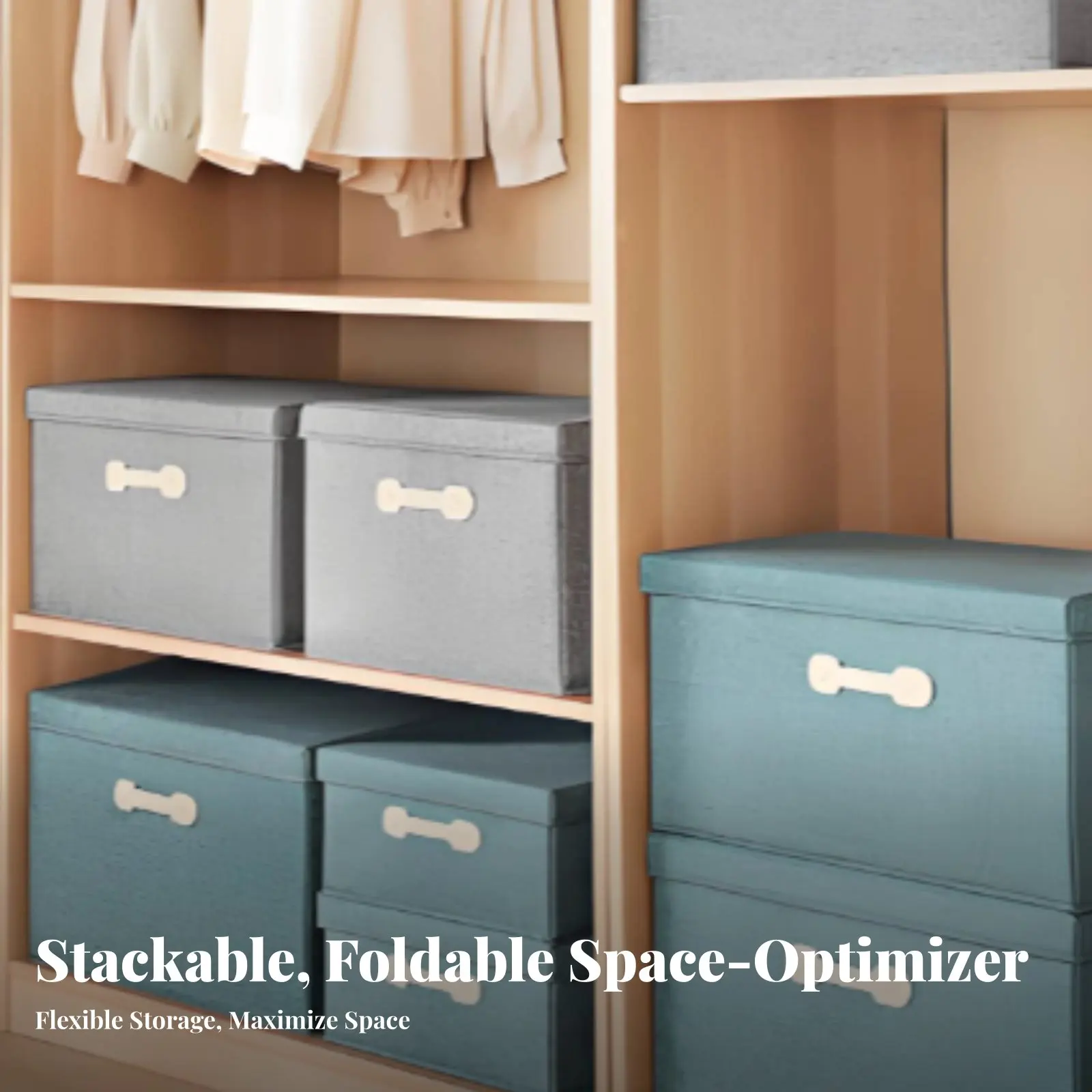 Foldable cloth container Large Capacity Foldable cloth Box Space Saving adaptable for Families, Students, Closet, Shelves