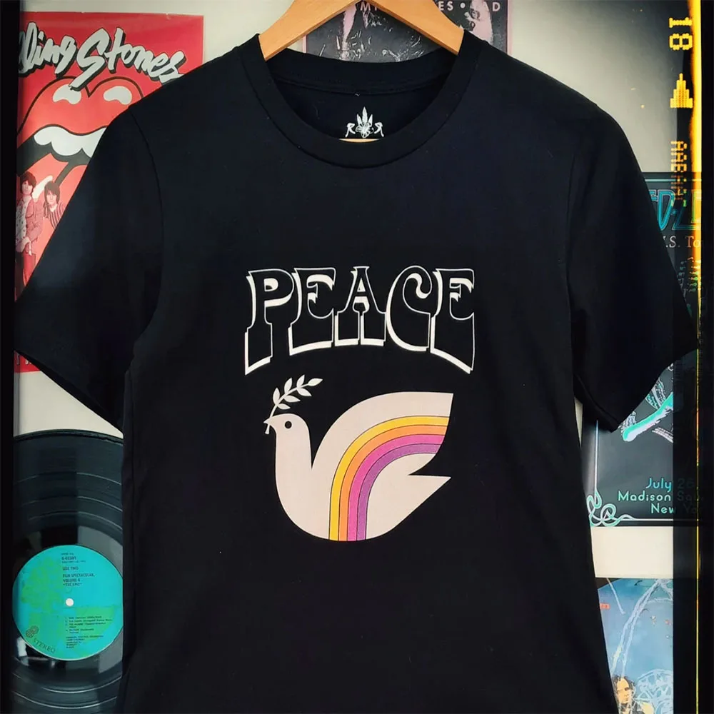 Women Vintage Style Graphic Anti War Shirts Summer Short Sleeve Loose Cotton Casual Tops Tees Peace Pigeon Printing T Shirts