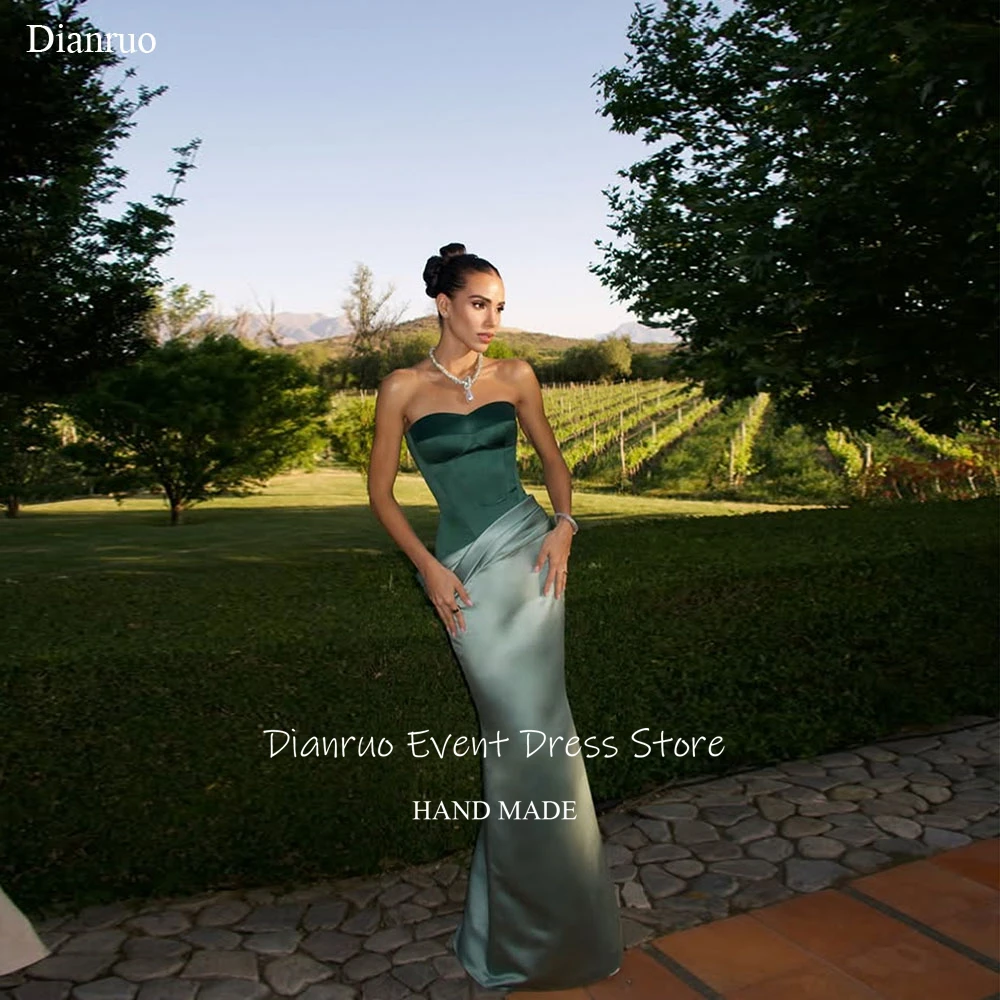 

Dianruo Green Satin Special Occasion Evening Gowns Mermaid Vintage Robes De Cocktail Sweetheart Chic Robes De Soirée Customized