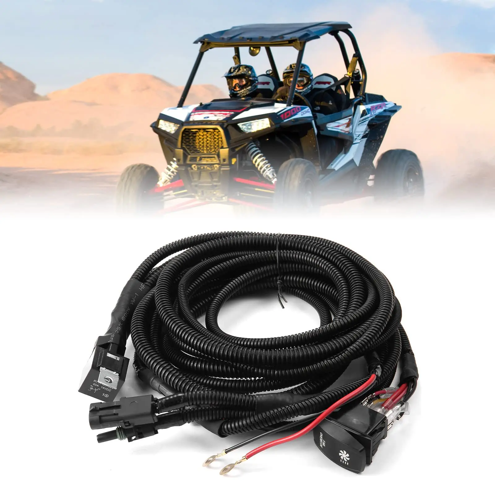 POVTOR Upgraded UTV Radiator Fan Override Switch Kit Relay Harness for Polaris RZR XP1000 Ranger Can-Am Maverick R Defender