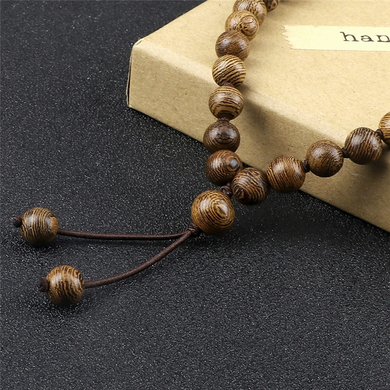 108 Wooden Prayer Beads Bracelet Mala 8mm Rosary Knotted Braided Bangle Fashion Men Jewelry for Women Gift Yoga Tibetan Buddhist