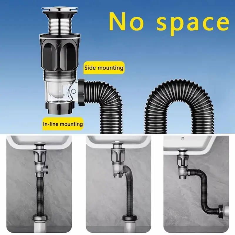 Flexible Drainage Outlet Pipe Leak Proof Universal Size for Kitchen Bathroom Vanity Sink Restroom Daily Use