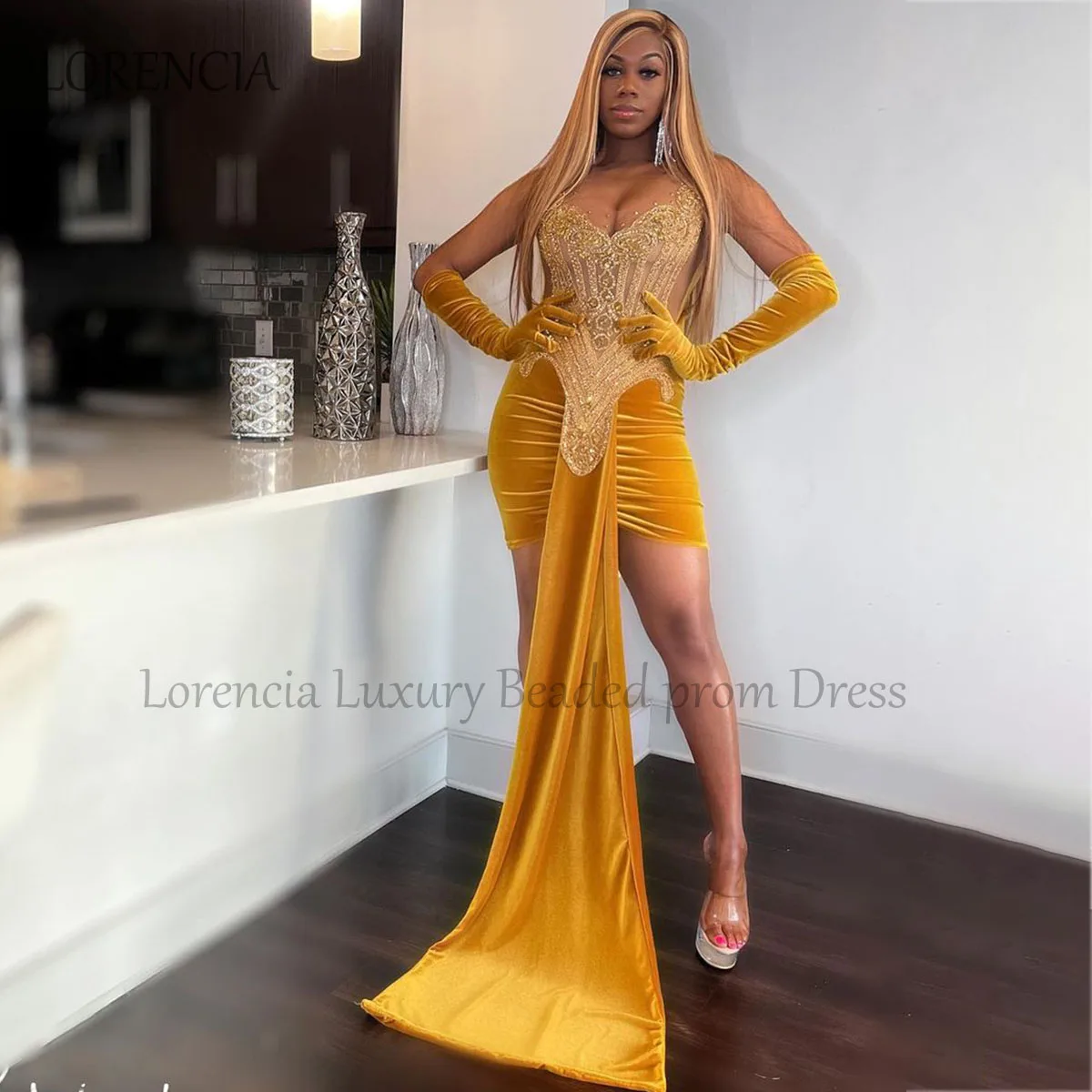 

Beaded Sweetheart Crystal Prom Dresses 2024 Sexy Evening Dresses Orange Mermaid Woman's Diamond Sexy Formal Party Dresses