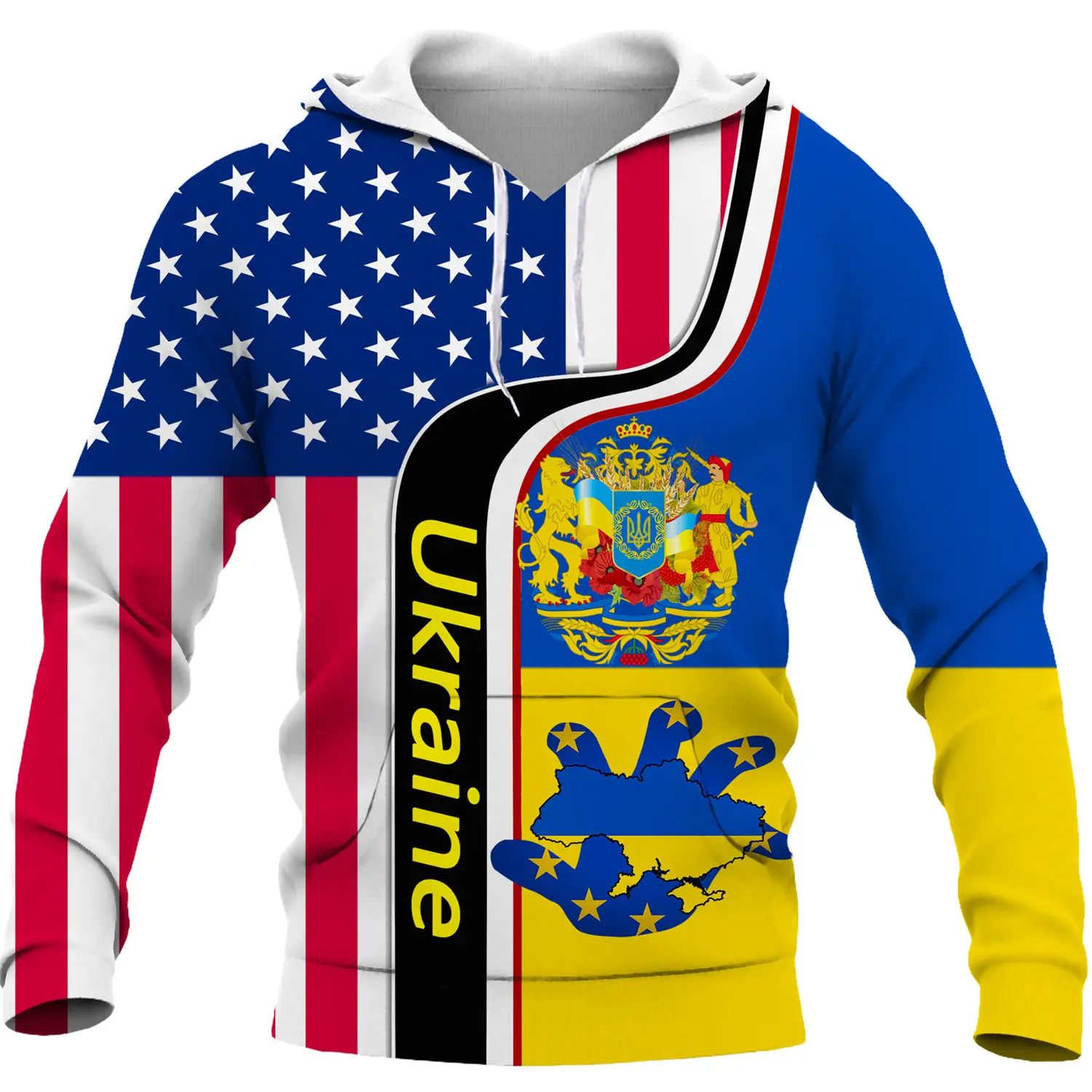 Europe and America Ukraine Hoodies Fashion Retro Ukraine Flag Shirts 3D Printed Casual Sweatshirt Couple Personality Pullover