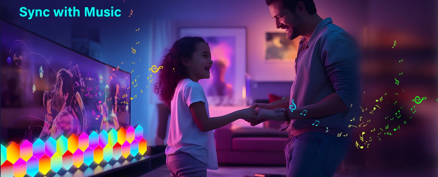 20/12/8 Pack Hexagon Lights Wall RGB Panel Smart APP Hexagonal Modular Gaming Light Music Sync Honeycomb Shape Hexagonl Light
