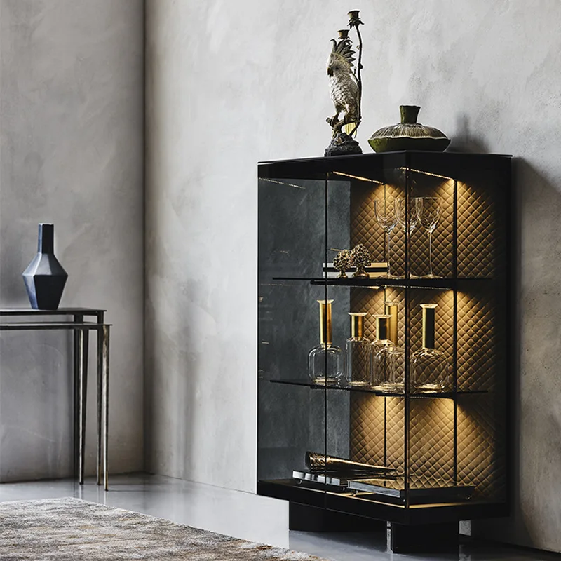 steel wall wine rack floor-to-ceiling vertical European light luxury living room home high-end modern simplicity
