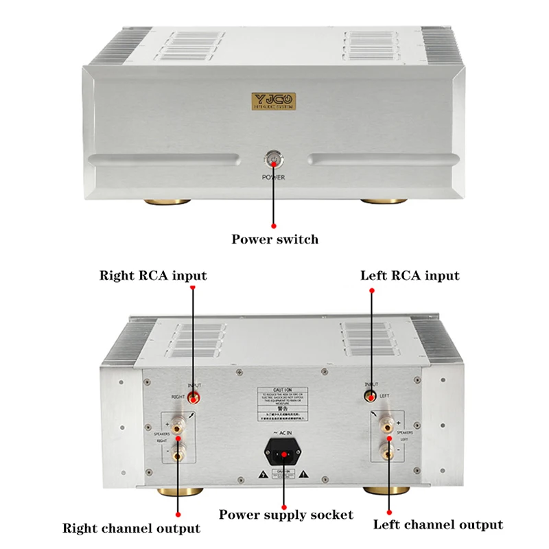 High end KSA100 class A big power household HIFI power amplifier Gold Seal tube post amplifier 100W+100W with both side heatsink