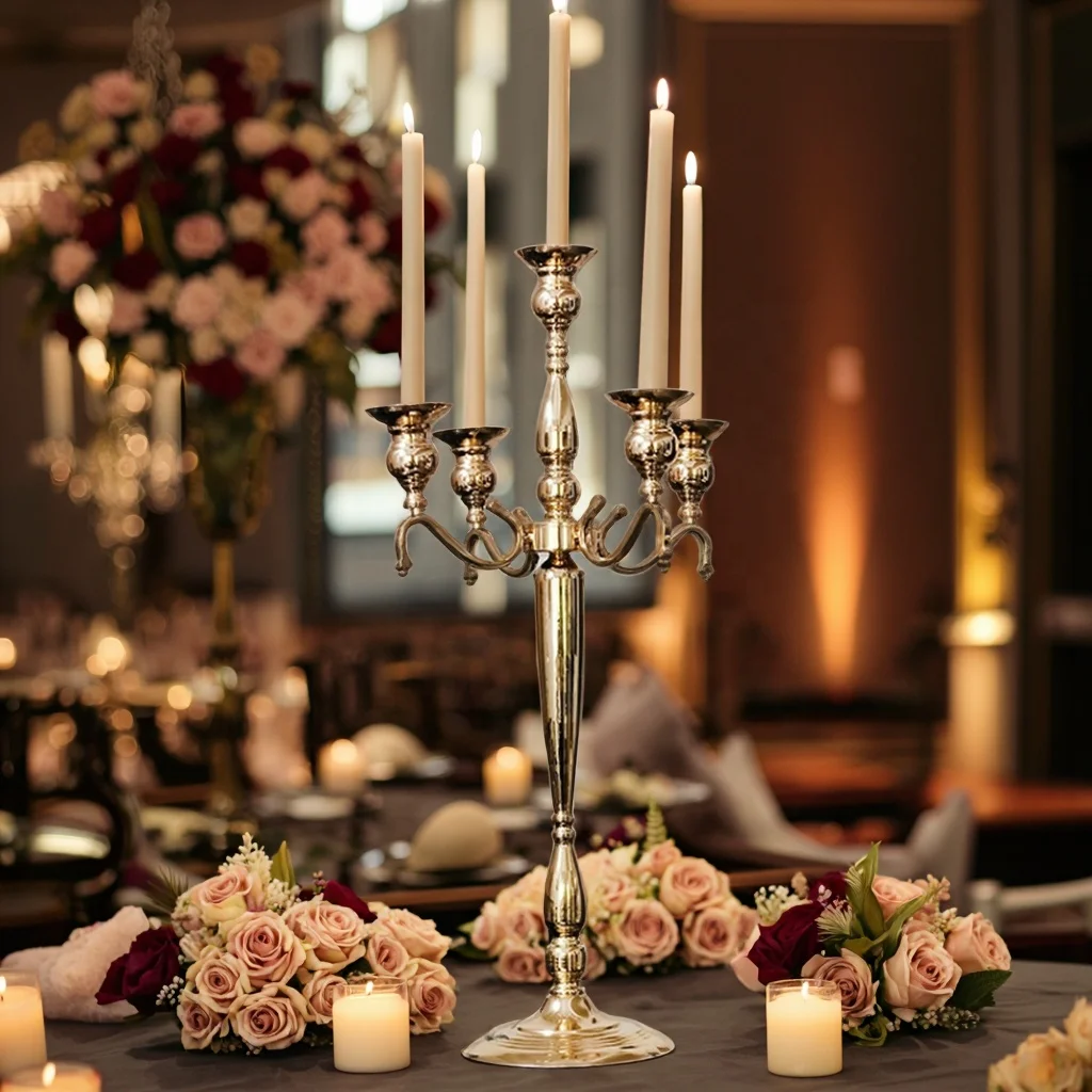 

&c European Style Gold Metal Candlestick Tall Luxury Light Holder with Wedding Flower Stand Other Decorations
