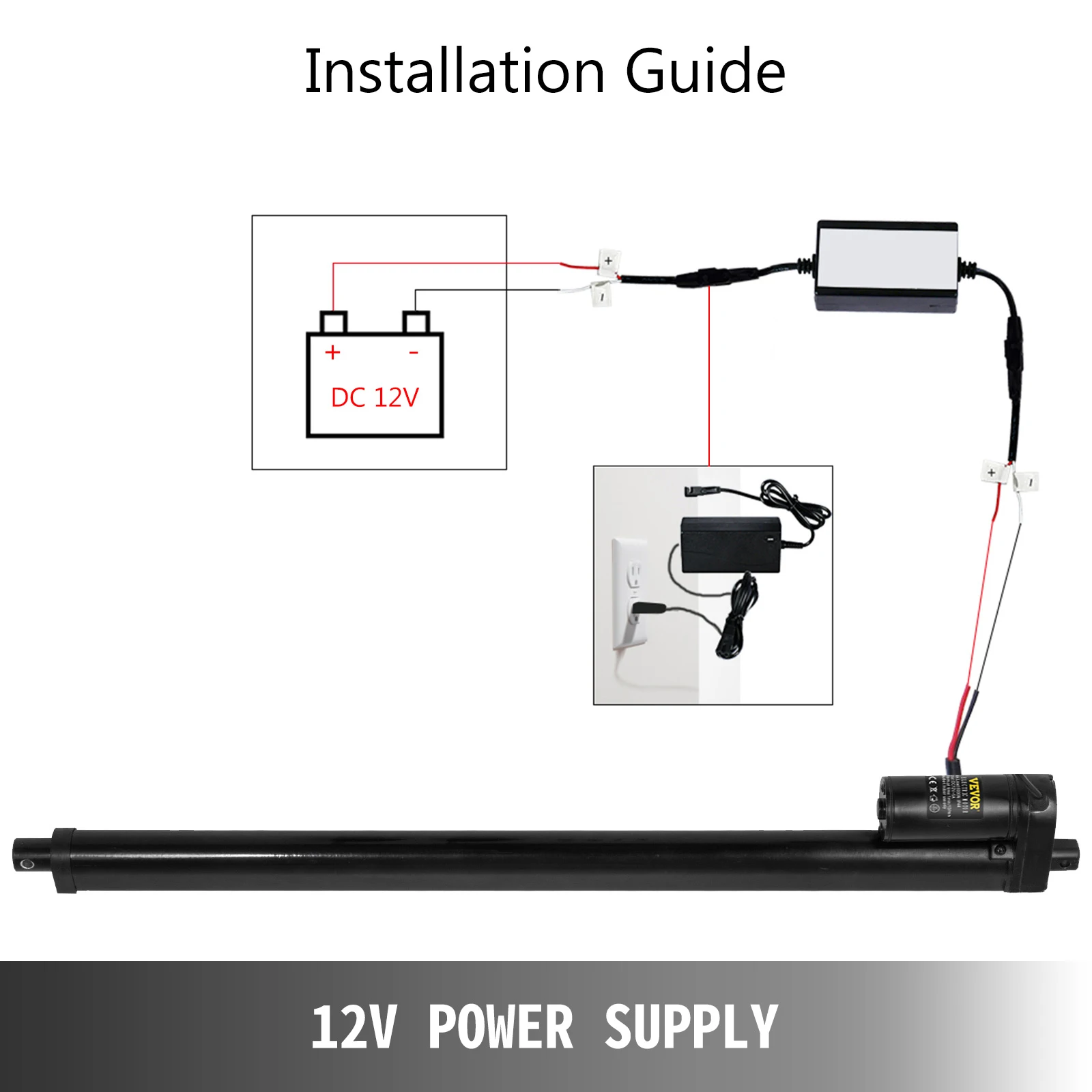 Vevor-電気モーターコントローラー,12V,20インチ,リニアドライブコントローラー,家庭,病院,農業用