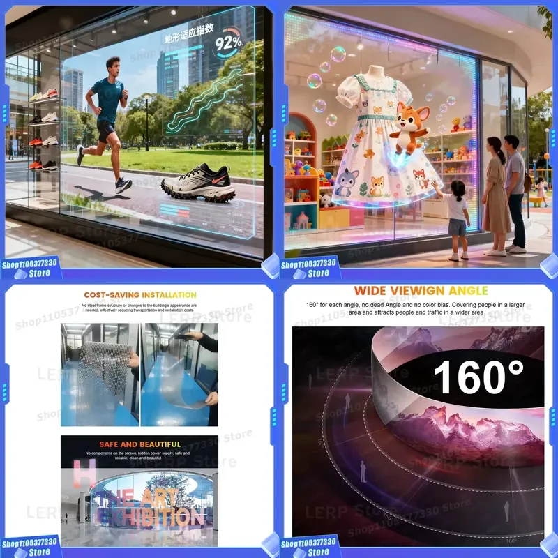 Interactive LED Holographic Wall Screen for Retail Chains Shopping Aisles Digital Signage Display Separate Panel Light