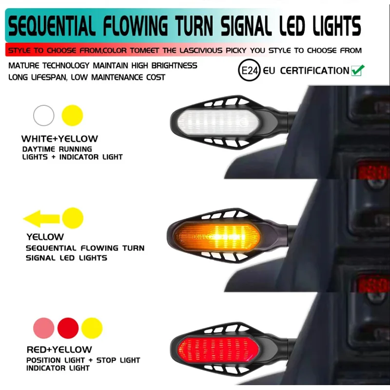 Led Motorcycle Directional Indicators Turn Signals Stop Signal Light Universal DRL Flashing Flashing Rear Tail Brake Flasher