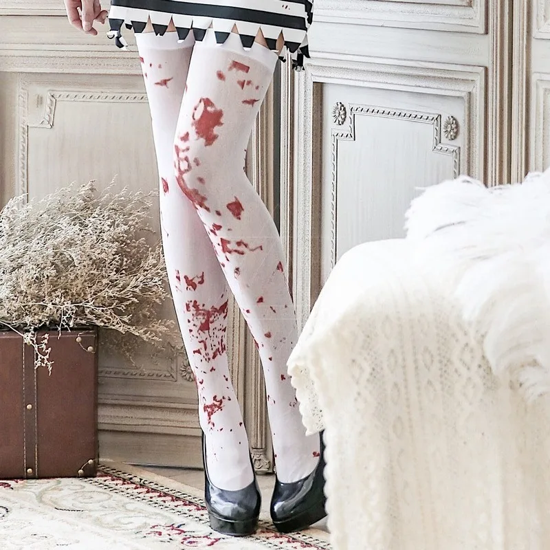 Halloween Accessories Props Blood Socks Thigh  Makeup Ball Stockings Easter Cosplay Stockings