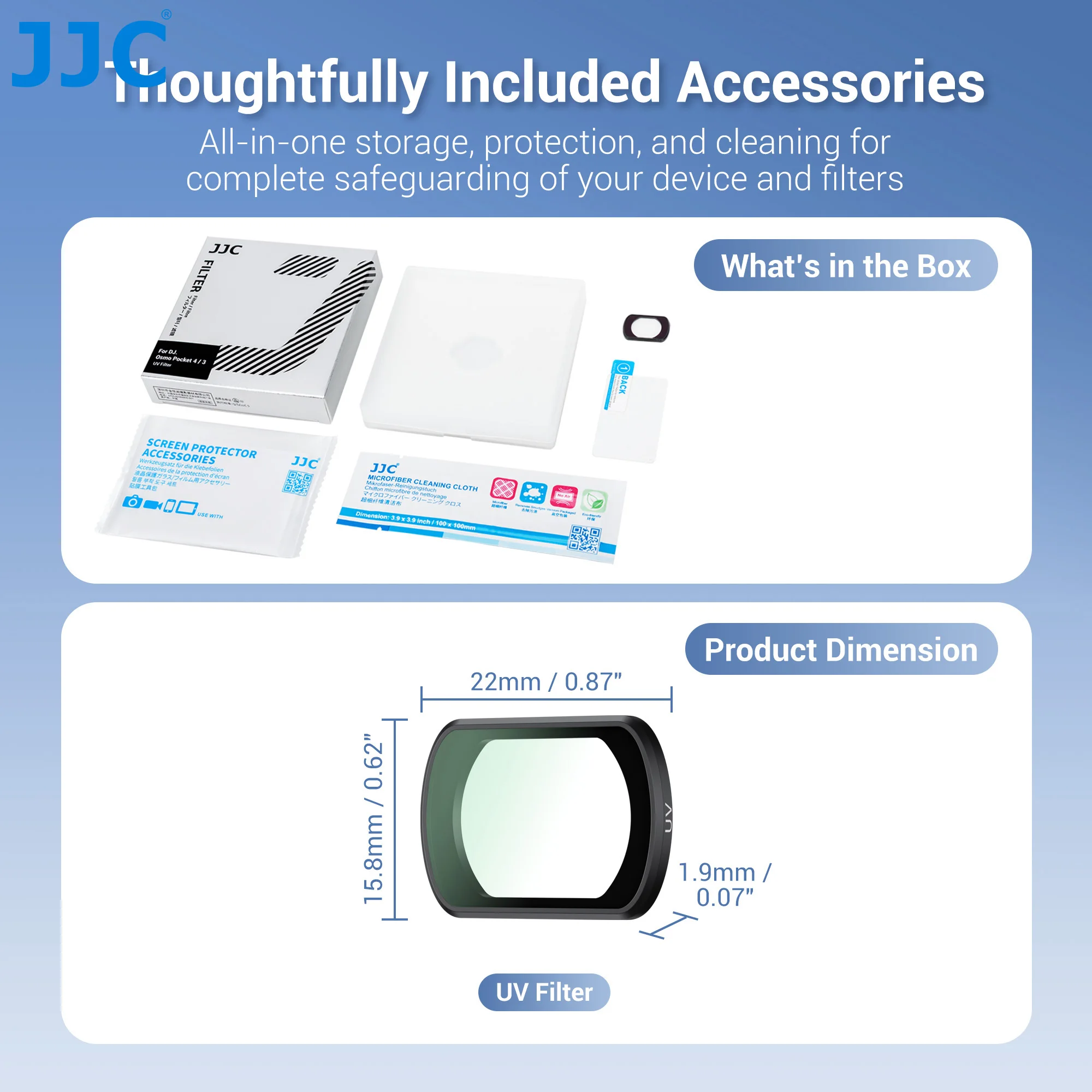 JJC F-P Serie Filter für DJI Osmo Pocket 4 3 Objektiv Magnetischer Filter 0,72x Weitwinkelobjektiv CPL UV-Filter ND2-32 Variabler Filter – Detail 9
