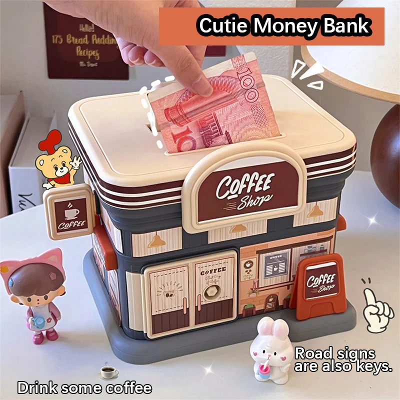 Shop Themed Coin Banks Large Capacity Cartoon Savings Box Storage Box