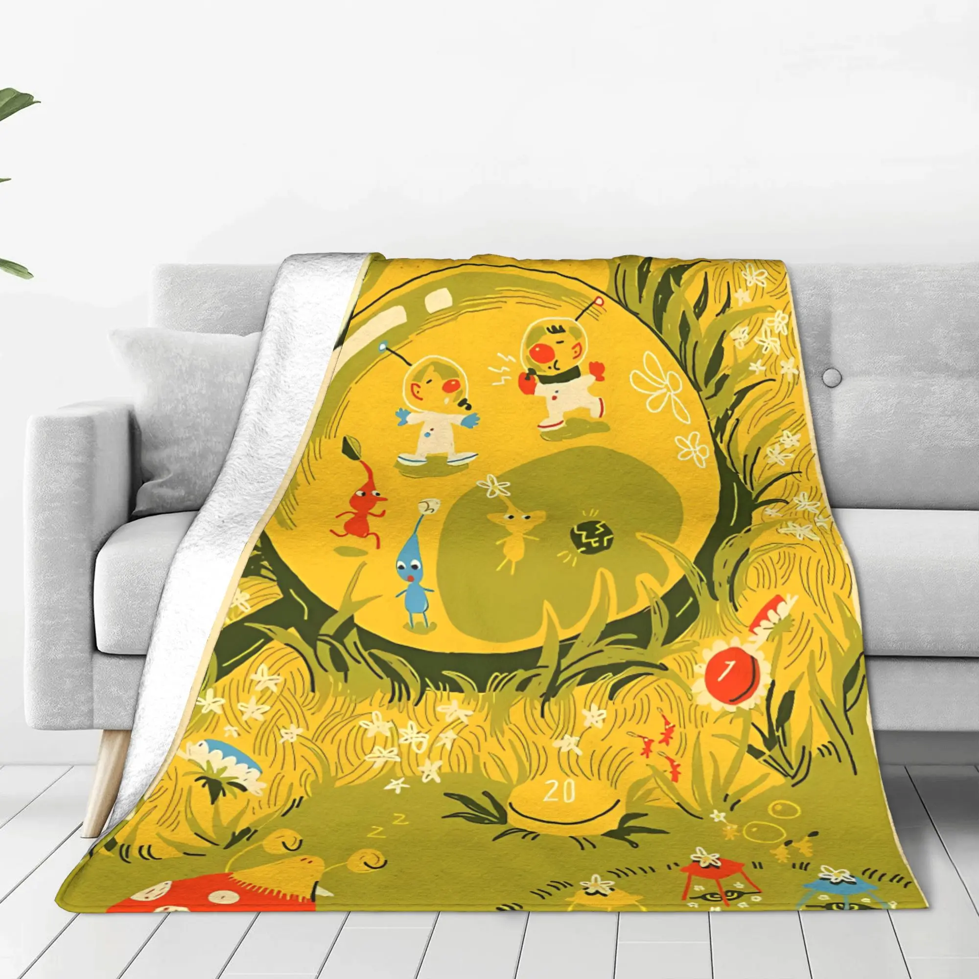 1PC Bright Multicolor Sprite Pikmin Home Room Decorations Winter Blankets For Adults Bedding Home Interior Sofa Knee