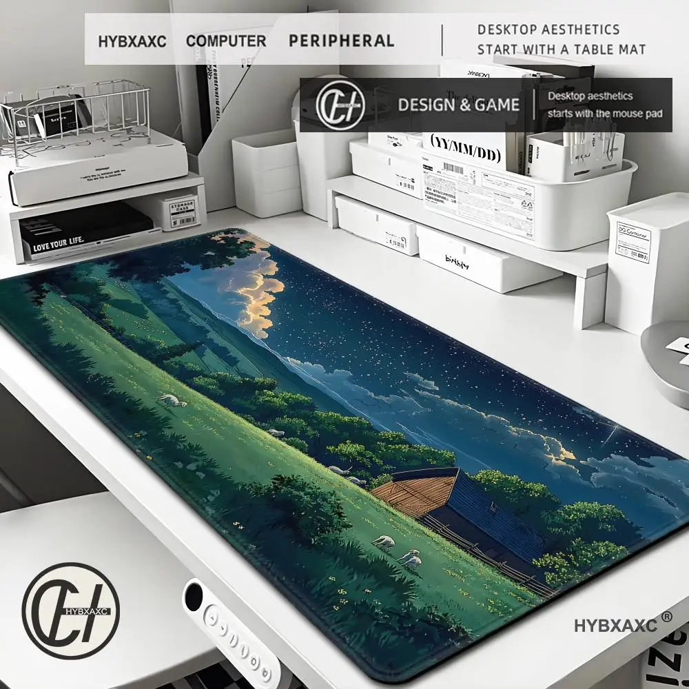 

HYBXAXC Fresh Healing landscape Mouse Pad Large Office Table Mats XXL Rubber Anti-slip Gaming Keyboard Mousepads Long Desk Mat