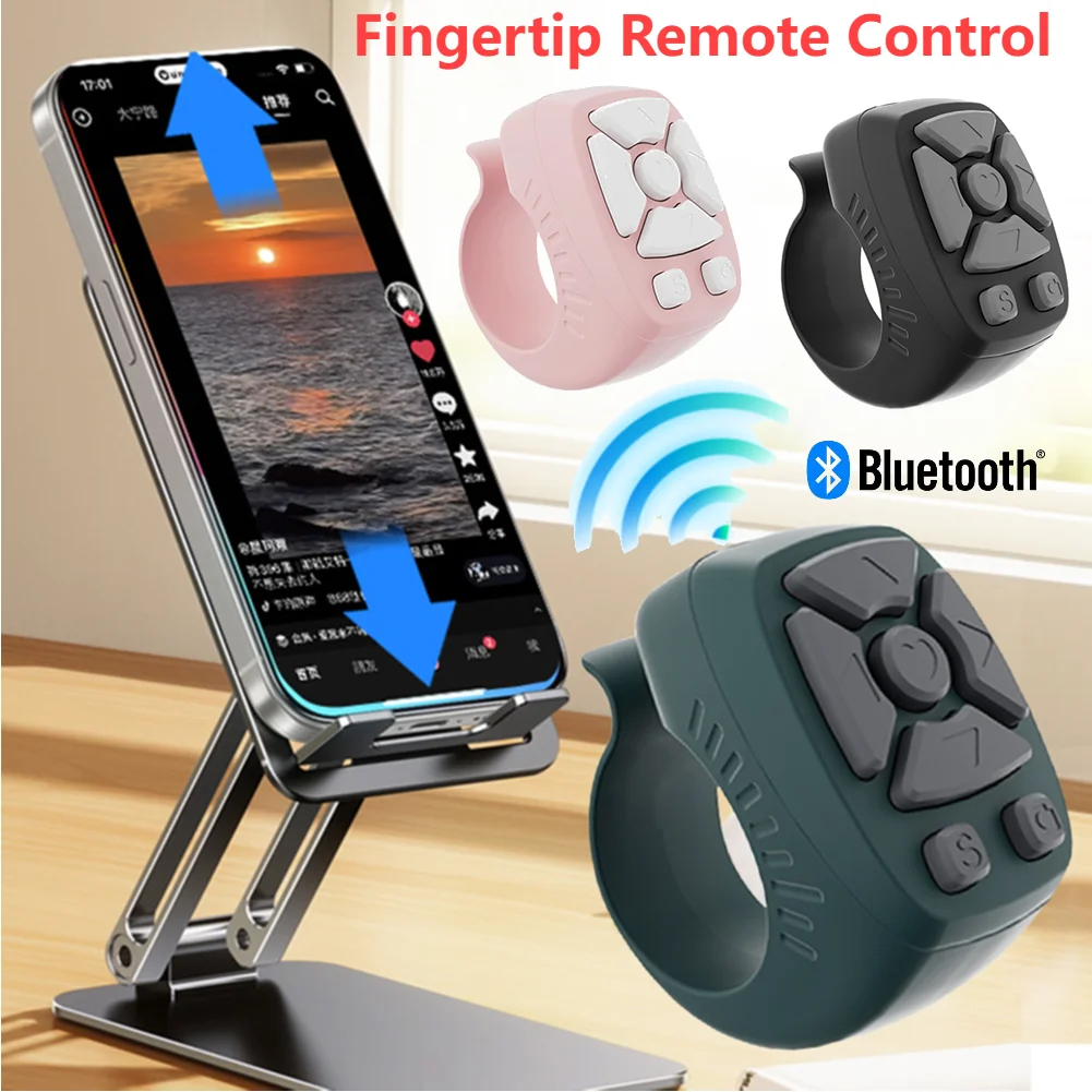 Bluetooth Tiktok Remote Control Ring Gadget Flipping Selfie Fingertip Controller Wireless Page Turner Scroller for Android iOS