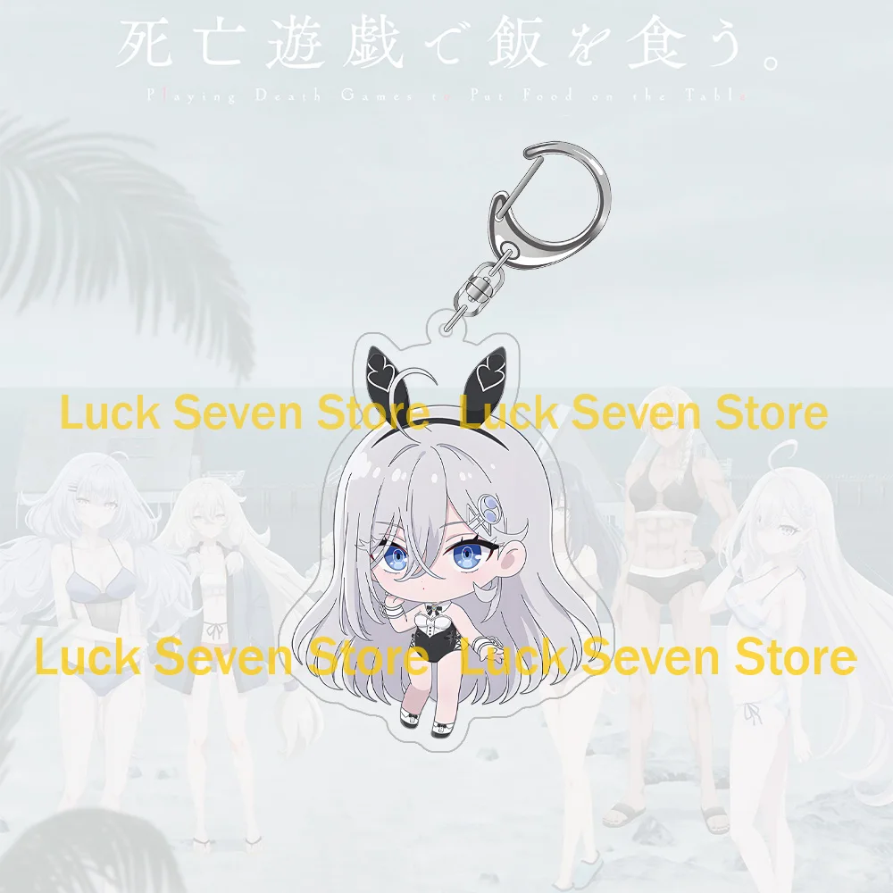Anime Playing Death Games Maid Chibi Acrylic Keychain Kawaii Cute Girl Figure Key Ring Bag Charm Otaku Fans Collection Gift