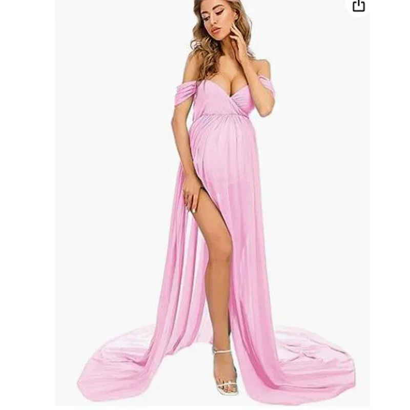 

Maternity Dress for Photoshoot Photography Split Chiffon Maternity Gown Long Train Maternity Dresses