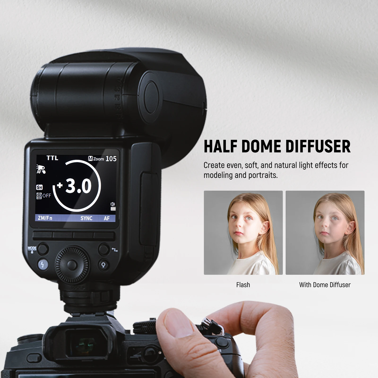 NEEWER Z2 2.4G TTL Round Head Flash Speedlite Compatible with Sony/Nikon/Canon Cameras,  3000mAh Battery, 600 Full Power Flash