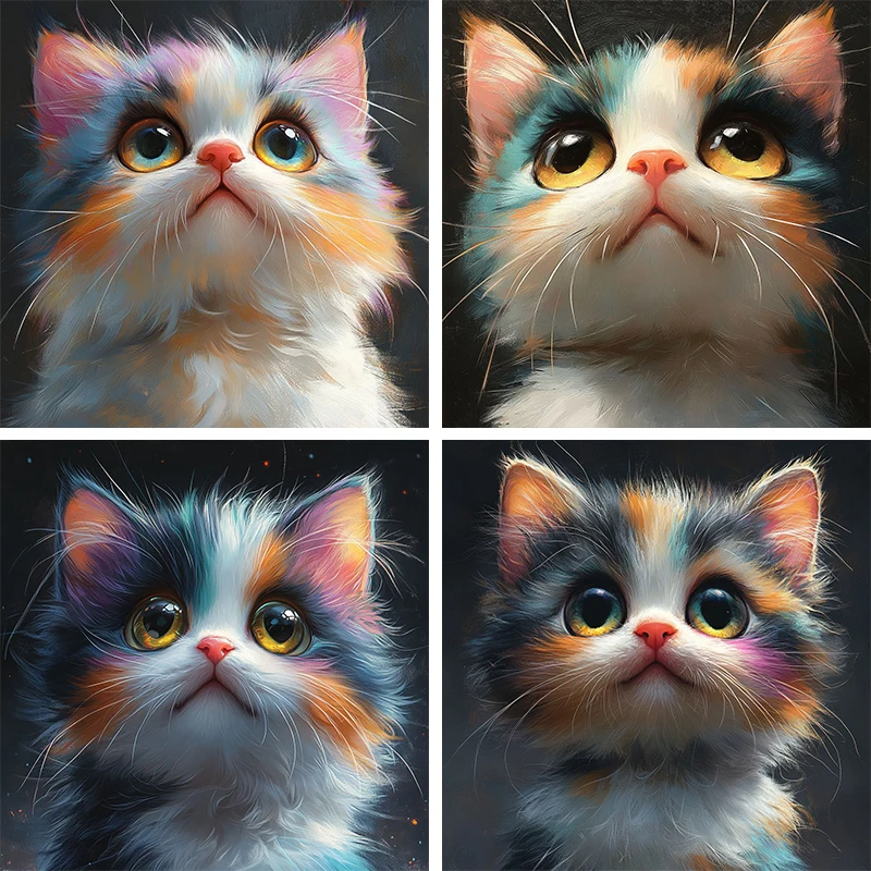 

GATYZTORY Full Square Diamond Painting Cat 5D Diamond Embroidery Animal Diamond Mosaic Art Rhinestone Decor For Home