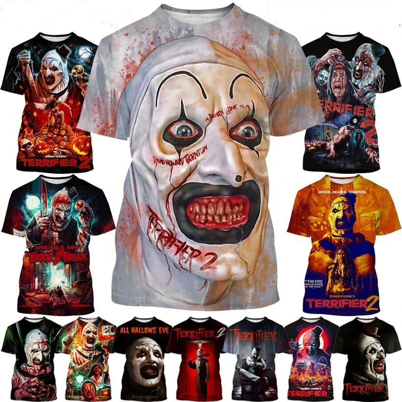 Hot Sale Horror Movie Round Neck Short Sleeve Terrifier 3D Printing T-Shirt Clown Fashion Unisex Casual Tops