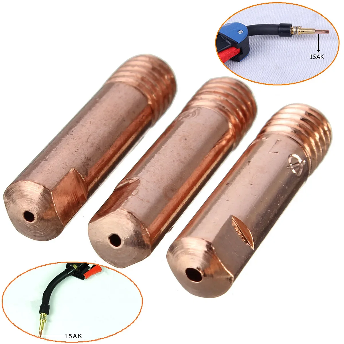 

New 10Pcs Welding Torch Nozzle 0.8/1.0/1.2mm MB-15AK MIG/MAG M6 Welding Torch Tips Holder Gas Nozzle