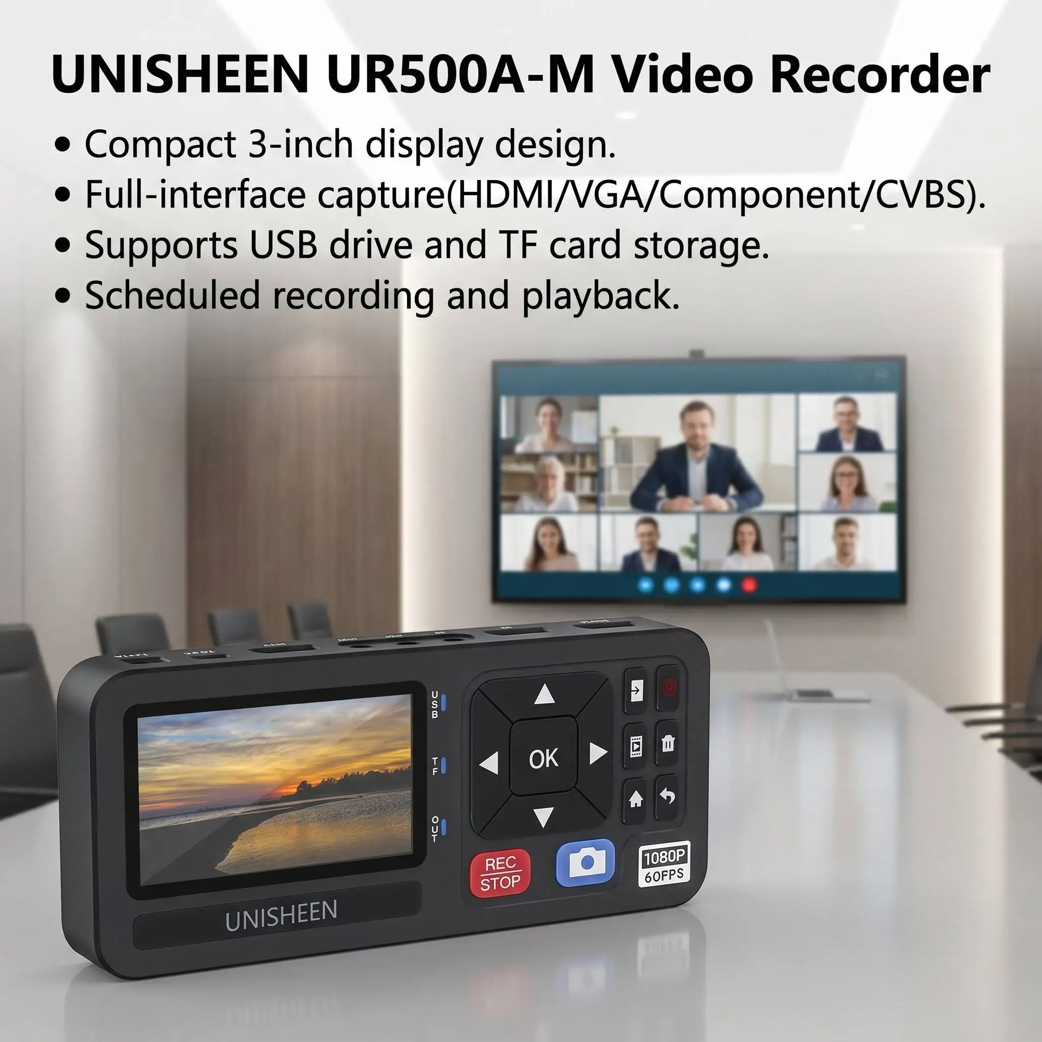 UNISHEEN UR500A-M 1080P Digital Converter HDMI CVBS VGA YPBPR Inputs Portable Video Recorder view 2