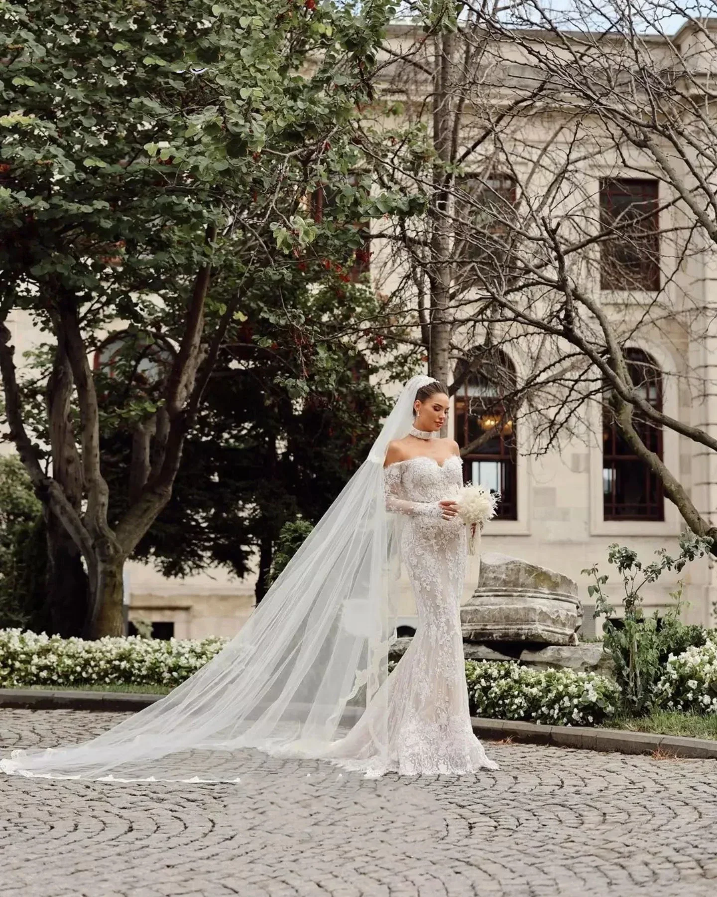 Vestidos de casamento de renda de luxo sereia fora do ombro mangas compridas jardim vestidos de casamento novia vestidos de noiva personalizados