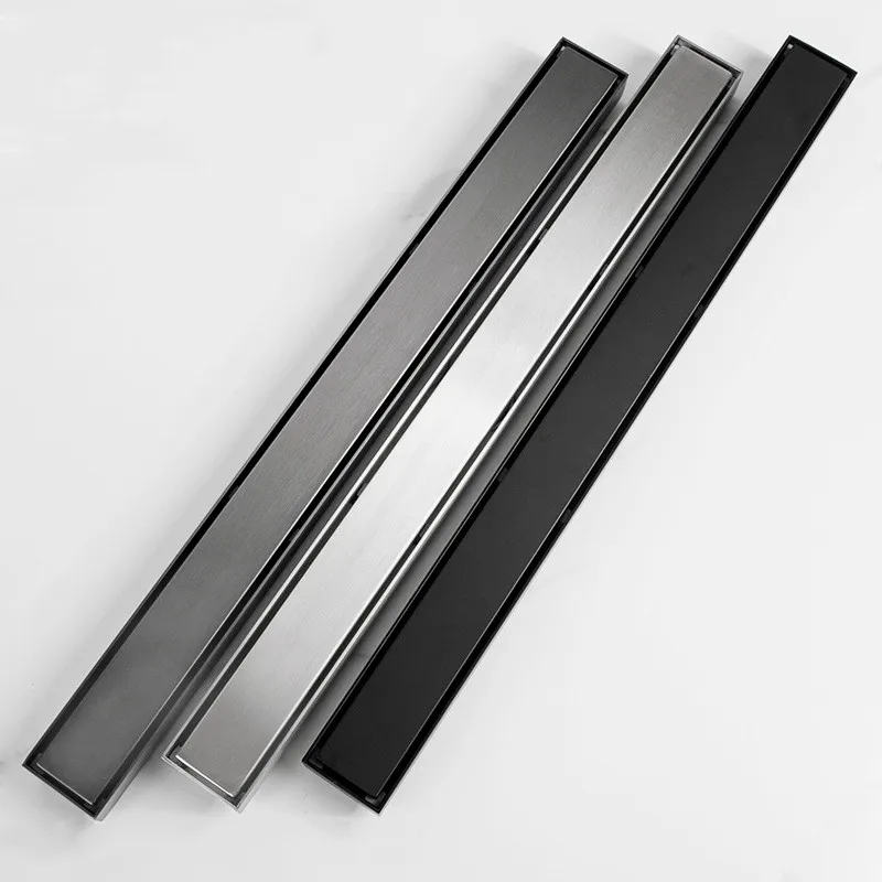 

Super Thick Floor Drain 304 SUS Floor Conceal Drain Long Linear Drainage Channel Drain for Hotel Bathroom Kitchen Floor Black