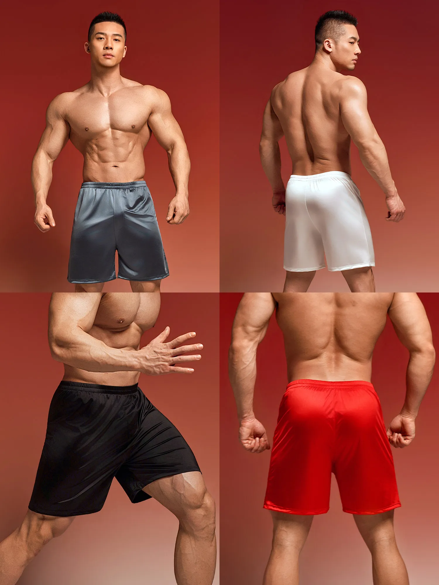 Glossy Summer Satin Men Loose Lingerie Shorts Plus Size Underwears Sexy Bottoms