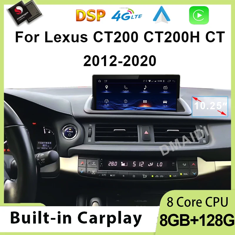 Android 12 10.25 Inch Car Multimedia Player For Lexus CT CT200 CT200h 2011 - 2020 GPS Navigation CarPlay Autoradio Stereo Screen