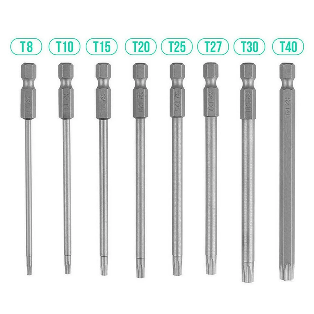 8Pcs 1/4 Inch Hex Magnetic Torx Screwdriver Bit Set Hand Tool 150MM Extra Long For Electric Screwdriver Manual Screwdriver Tools