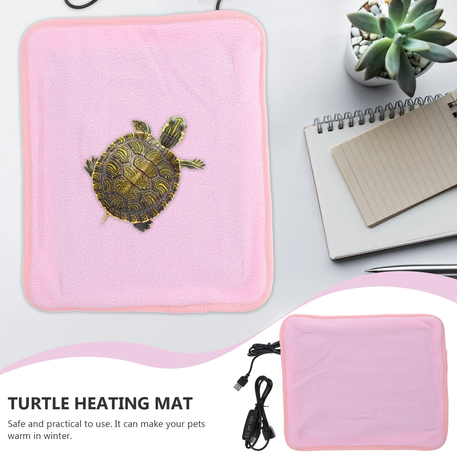 

1Pcs Turtle Heating Mat USB Reptile Warm Pad Comfortable Heated Sleep Mat Small Pet Warm Cushion for Winter Reptile Heating Pad