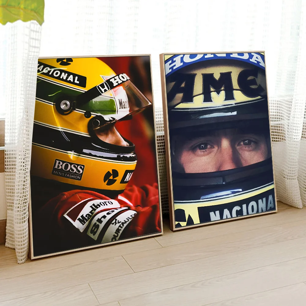 F1 Ayrton Tacing Driver Senna Poster Stickers Living Room Bedroom Entrance Cafe Wall Art Decoration Painting Aesthetic Decor