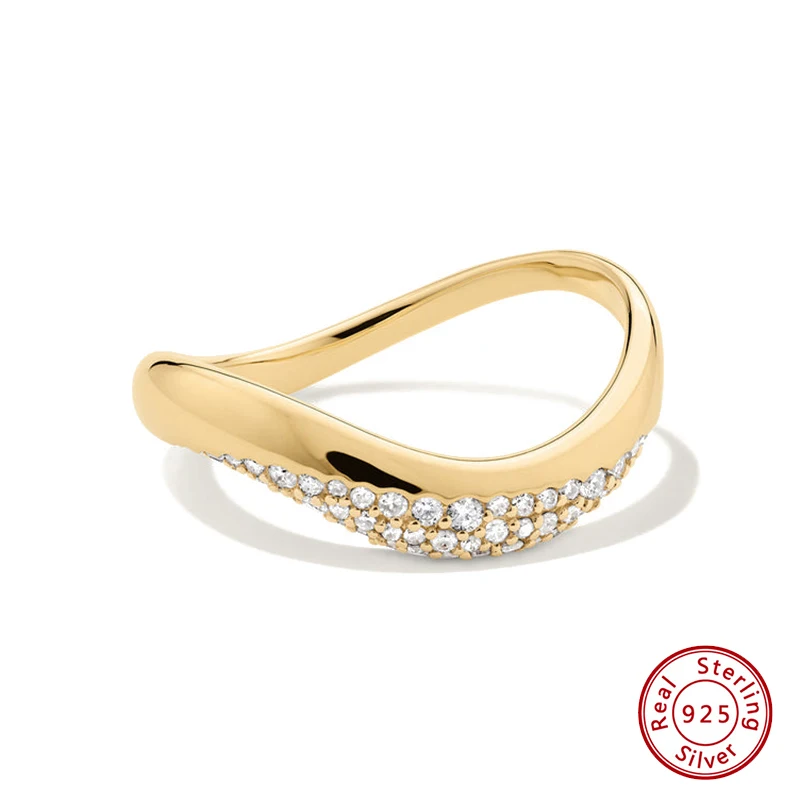

925 Sterling Silver Original Certificate Irregular Wavy Ring For Women Luxury Fashion Free Shipping Jewelry