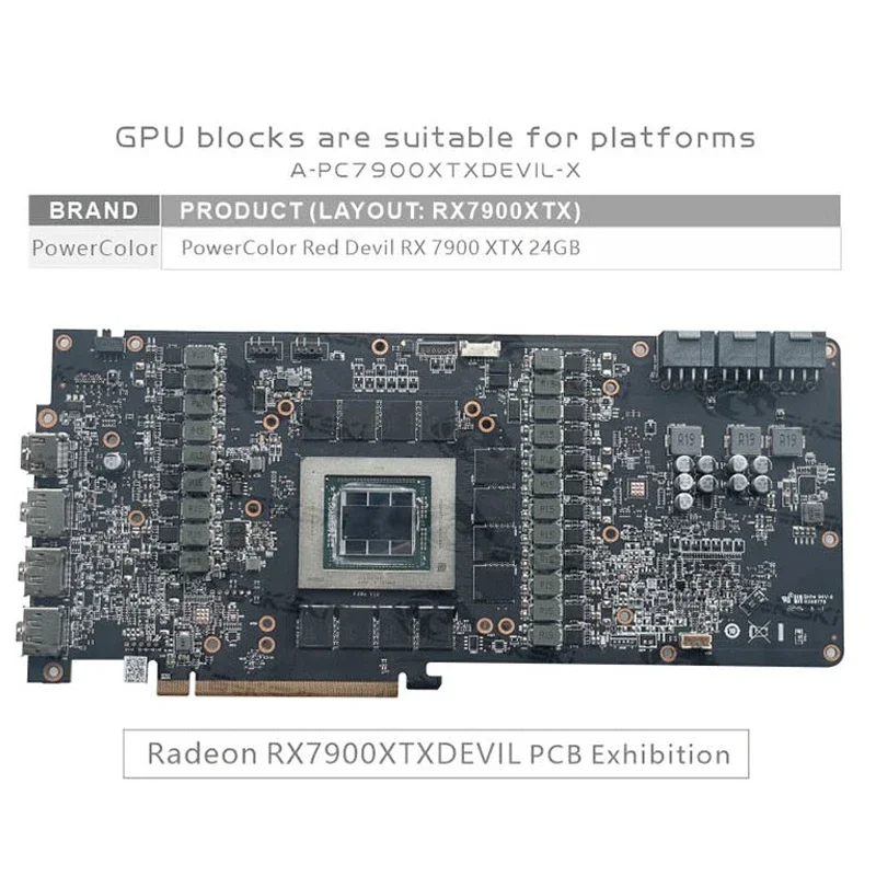 Bykski A-PC7900XTXDEVIL-X GPU Water Block for PowerColor Red Devil RX 7900 XTX 24GB Graphics Video Card /Copper Cooling Radiator